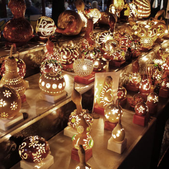 Market stands light up the night at the Cours Saleya