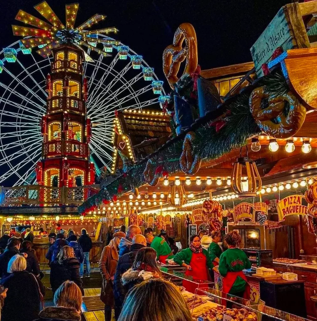 village de noel de Nice la nuit