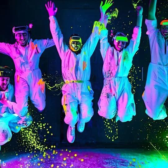 Groupe d'amis couverts de peintures